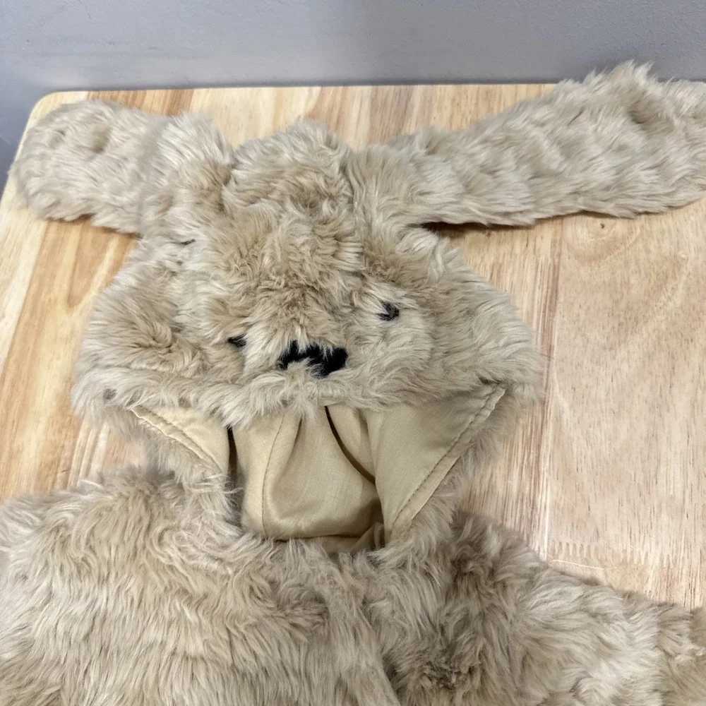 Pottery Barn Kids Puppy Dog Costume‎ Beige Furry Hooded One Piece 6-12 Months
